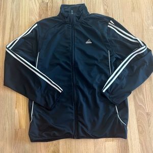 Black and white men’s adidas zip up jacket- size large- good condition